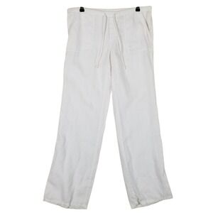 London Jean Linen Pants Women Small White Drawstring Wide Leg 192909RF